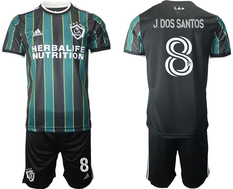 Men 2021-2022 Club Los Angeles Galaxy away black #8 Adidas Soccer Jersey->los angeles galaxy jersey->Soccer Club Jersey